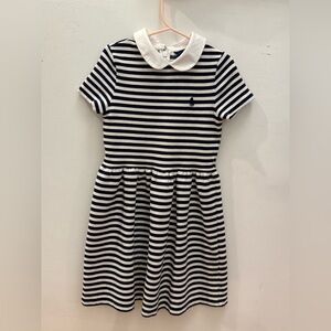 Polo by Ralph Lauren Navy & White Striped Peter Pan Collar Dress